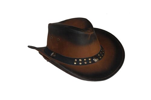 Leather Cowboy Bush Hat Western style Australian Style Hat - M