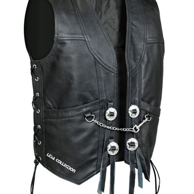 Gilet/gilet de motard en cuir véritable pour homme avec chaîne - 4XL