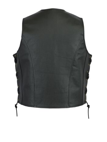 Gilet de moto en cuir style motard noir à lacets latéraux - 2XL 3