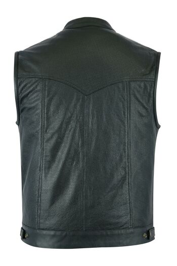 Gilet de motard en cuir véritable noir SOA pour homme - XL 3