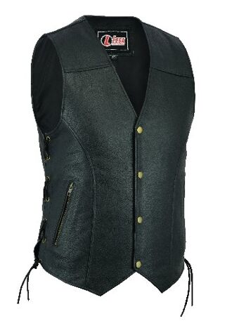 Gilet en cuir Biker Vest Moto Moto Gilet en cuir avec poche zippée - XL 1