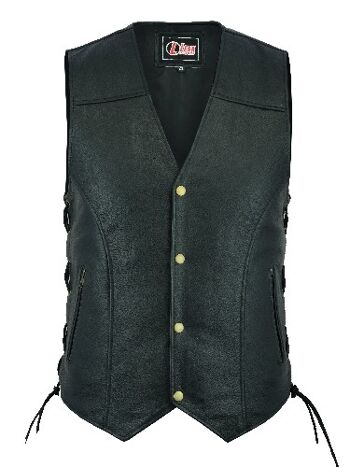 Gilet en cuir Biker Vest Moto Moto Gilet en cuir avec poche zippée - XL 3