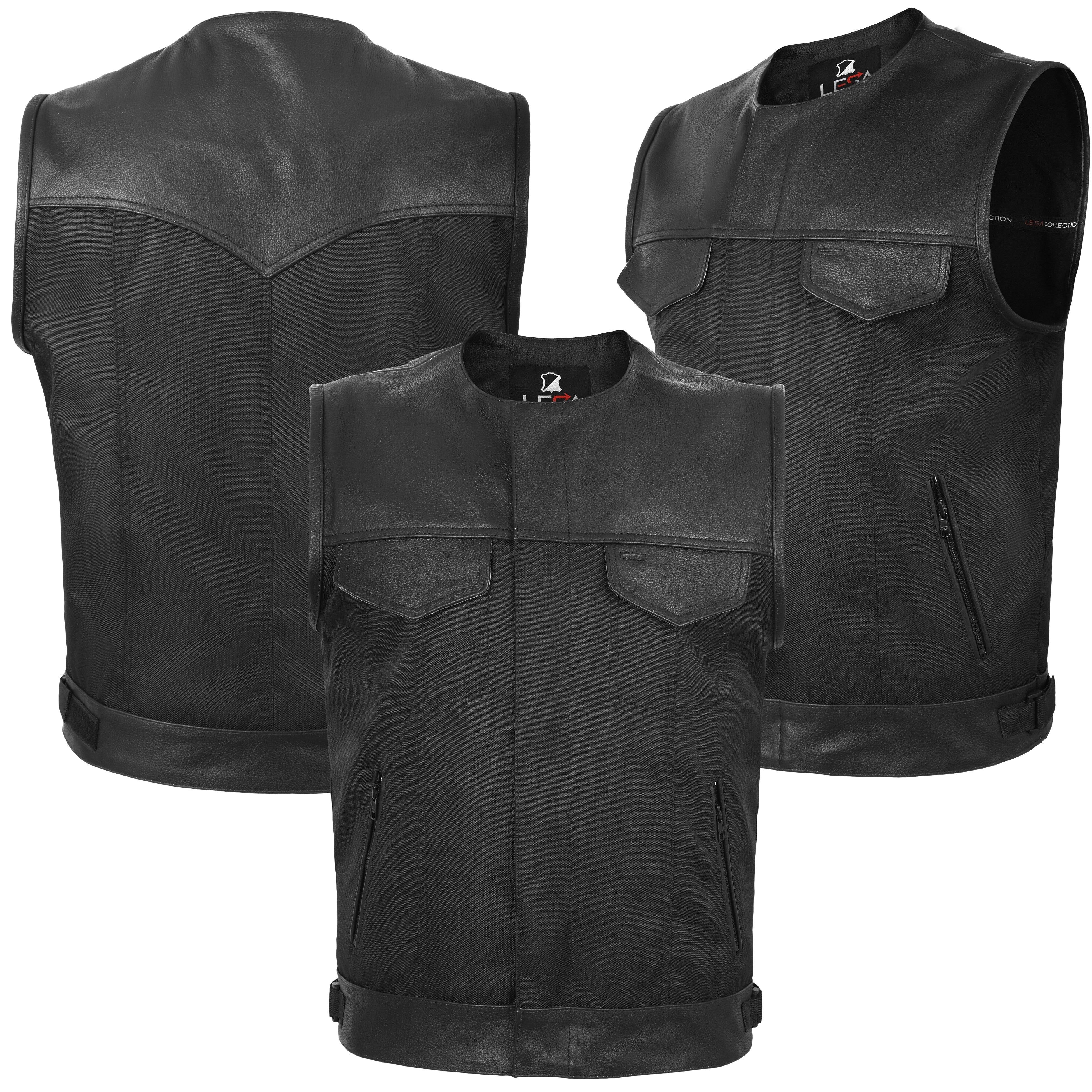 Leather hot sale biker waistcoat