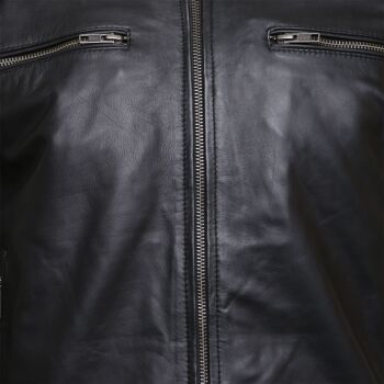 Veste de motard en cuir véritable pour homme en cuir de vachette noir Vintage Retro Cafe Racer - XS 2