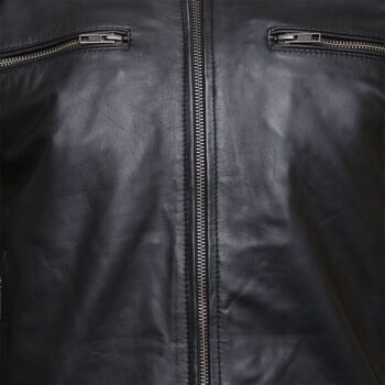 Veste de motard en cuir véritable pour homme en cuir de vachette noir Vintage Retro Cafe Racer - XXL 2