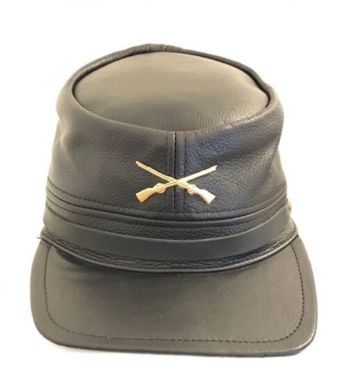 Black Civil War Cap 100% Genuine Leather Adjustable