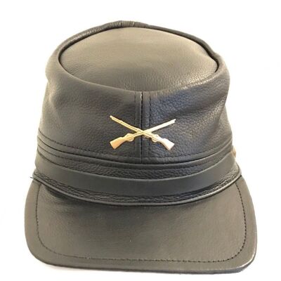 Black Civil War Cap 100% Genuine Leather Adjustable