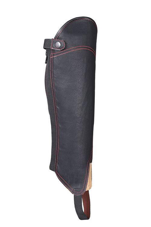 Black Synthetic Leather equestrian Lightweight Horse Rider chaps red stictched