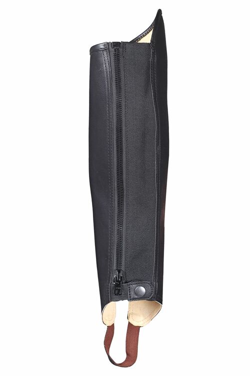 Black Synthetic Leather Comfort Durable Lightweight Horse Rider chaps - S - Black- plain calf