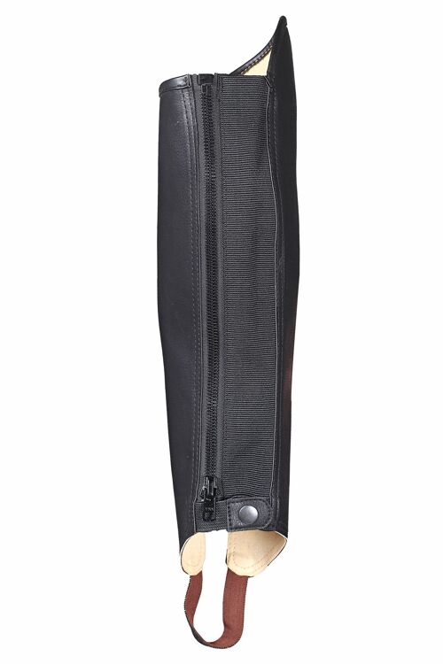 Black Synthetic Leather Comfort Durable Lightweight Horse Rider chaps - Small - Black stripped calf