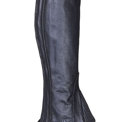 Black Real Leather half Chaps with Buckle - XS