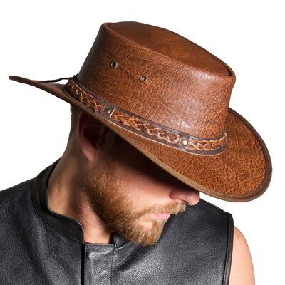 Genuine Full Leather Foldable Cowboy Hat For Men & Women By Lesa Collection