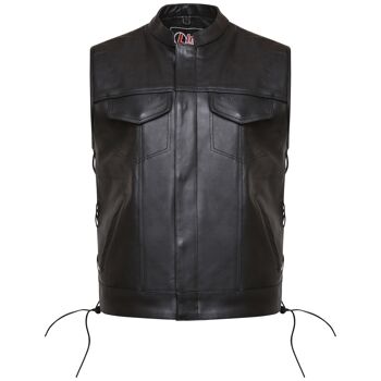 Gilet de moto en cuir véritable avec motard chromé Sons of Anarchy à lacets - M 3