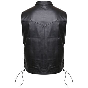 Gilet de moto en cuir véritable avec motard chromé Sons of Anarchy à lacets - 5XL 4