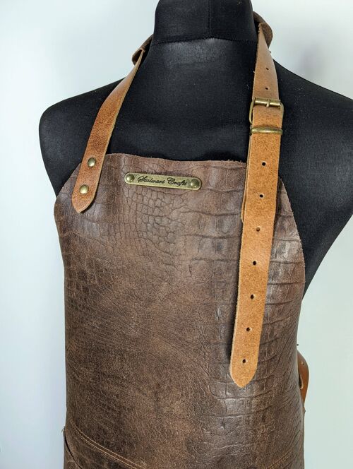 Crocodile Print Basic Leather apron