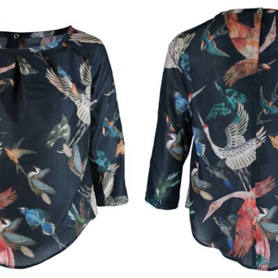 TARA blouse, plain - birds