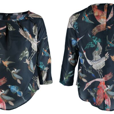 Blusa TARA, liso - pájaros