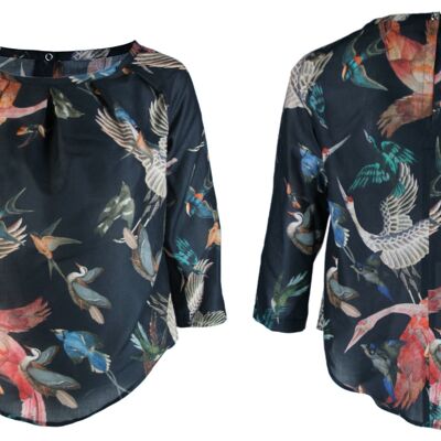 TARA blouse, plain - birds