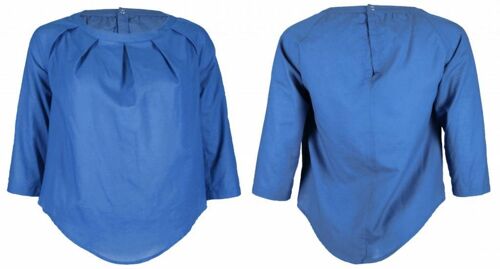 TARA blouse, plain - blue