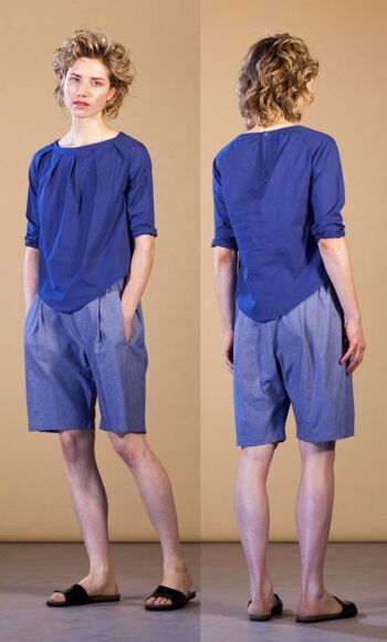 Blouse TARA, uni - bleu 2