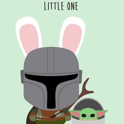 Postcard Mandalorian and Yoda welcome to the galaxy baby