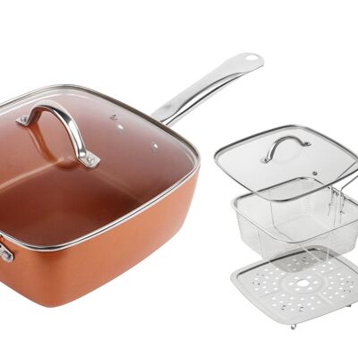 2-IN-1 SQUARE STEAM AND FRYER SET COPPER