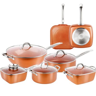 12 PIECE PAN SET COPPER