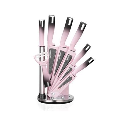 JUEGO DE CUCHILLOS DE COCINA 8 PIEZAS ROSA