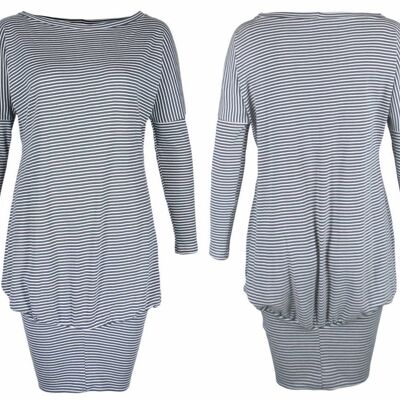 POKE dress - darkgrey striped