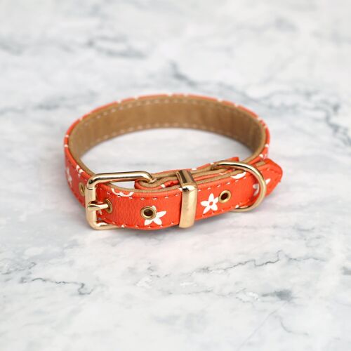 Premium-Vintage-Leather-Dog-Collar-Orange-Blossom