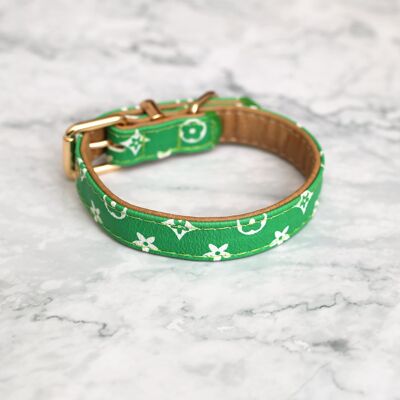 Premium-Vintage-Leather-Dog-Collar-Green-Envy