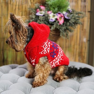 Pull à capuche en velours pour chien