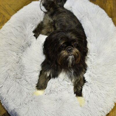 Coussin de luxe pour lit de beignet doux pour chien Confort supérieur Centre commercial gris clair