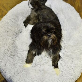 Coussin de luxe pour lit de beignet doux pour chien Confort supérieur Centre commercial gris clair 1