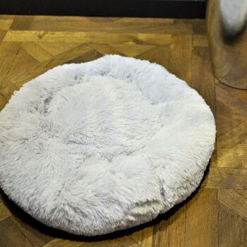 Coussin de lit en forme de beignet pour chien de luxe, confort supérieur, gris moyen 2