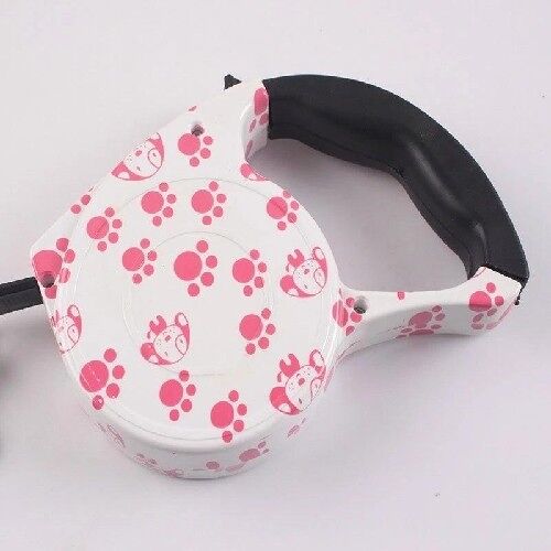 Colorful Automatic Retractable Dog Lead - Paw Prints