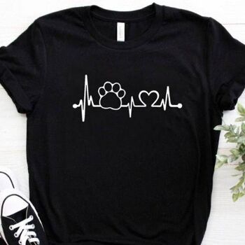 T-shirt Décontracté Paw Heartbeat Lifeline - Noir 1