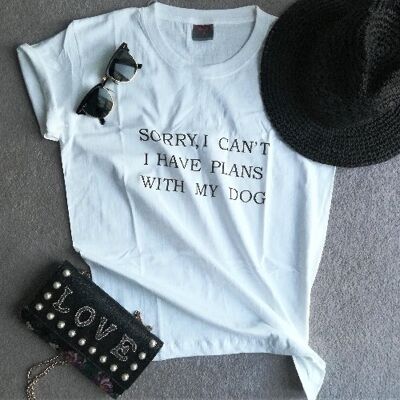 Désolé, je ne peux pas avoir de plans avec mon chien T-shirt décontracté - Blanc
