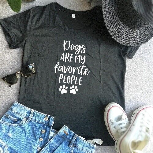 Dogs Are My Favorite People Casual Tshirt - Black