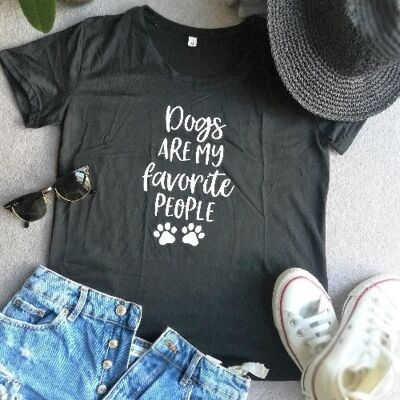T-shirt décontracté Dogs Are My Favorite People - Noir