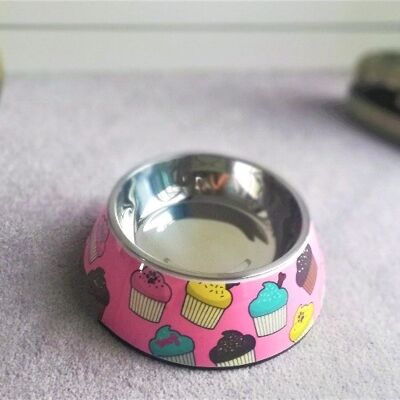 Colorful Cartoon Double-Deck Feeding and Drinking Dog Bowl - Cup Cake