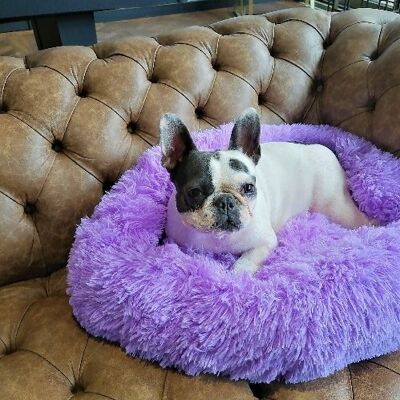 Cojín de cama de donut de perro suave de lujo Comodidad superior - Púrpura arge