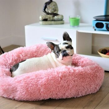 Coussin de lit Donut pour chien moelleux de luxe Confort supérieur - Centre commercial rose 1