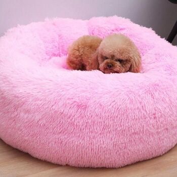 Coussin de lit Donut pour chien moelleux de luxe Confort supérieur - Centre commercial rose 4