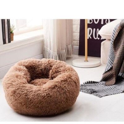 Cojín de cama de donut de perro suave de lujo Comodidad superior - Centro comercial de café