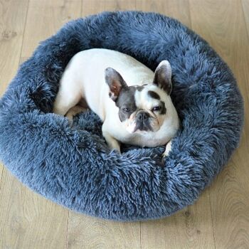 Coussin de lit en forme de beignet doux pour chien de luxe Confort supérieur - Centre commercial gris 2