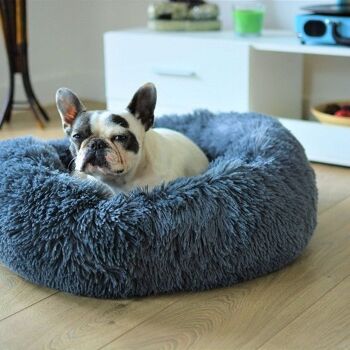 Coussin de lit en forme de beignet doux pour chien de luxe Confort supérieur - Centre commercial gris 4