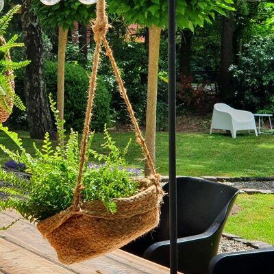 Jute hanging basket, natural plant basket
