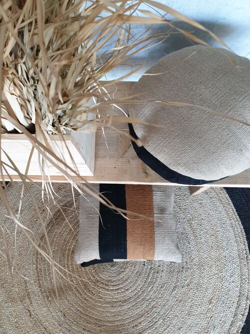 Jute Cushion Striped Brique