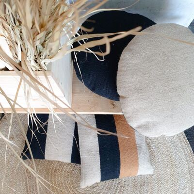 Jute Cushion Striped Black